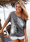 LASCANA Feather Print T-Shirt